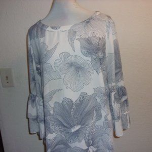 Ann Taylor Loft White & Gray Blouse Size S